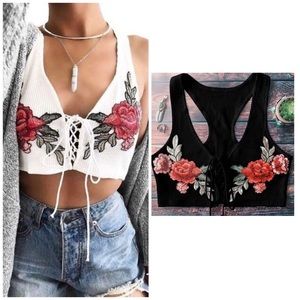 • FINAL PRICE • Black Embroidered Tank Top